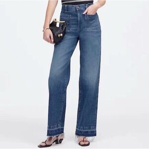 Madewell The Emmett Wide Leg Jean Let Down Hem Edition Medium Wash Size 28